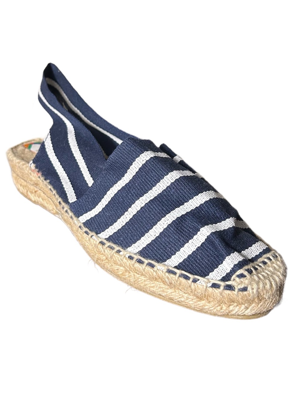 Alpargatus Shoes Size 41 US 10 Navy Stripe Espadrille Canvas Slingback